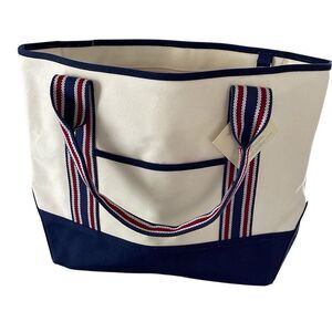Pottery Barn Kids Canvas Beach Tote Large Red Blue NWT‎